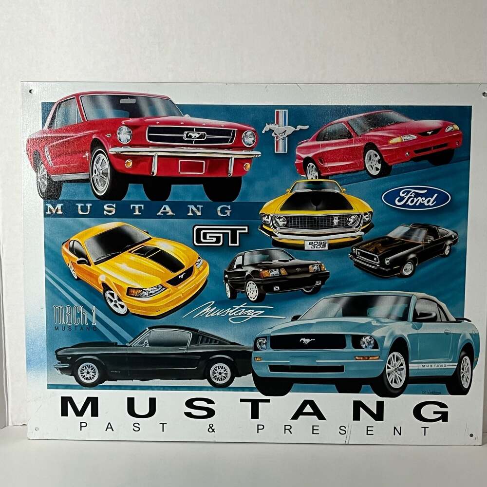 Desperate Enterprises Ford Mustang Past & Present Metal Tin Sign